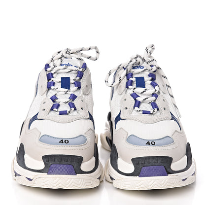 Balenciaga Mesh Nubuck Womens Triple S Sneakers 40 White Bleu Violet 2 of 9