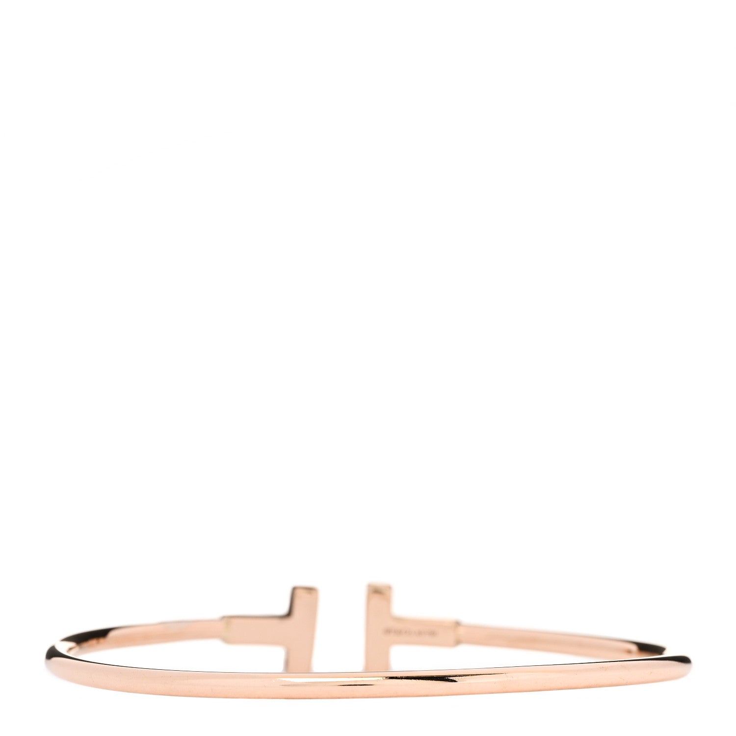 Tiffany 18K Rose Gold Diamond T Wire Bracelet 2 of 3