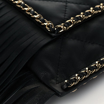 Chanel Calfskin Quilted Fringe Small Shopping Bag Black 10 of 14