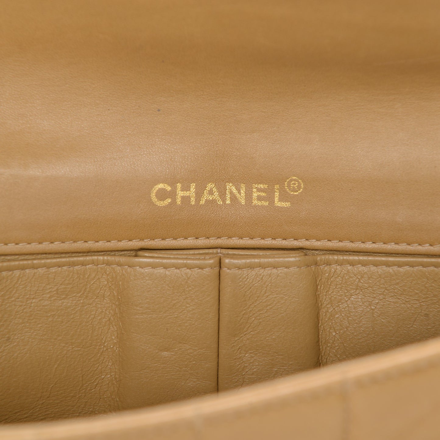 Lambskin East West Chocolate Bar Flap Beige