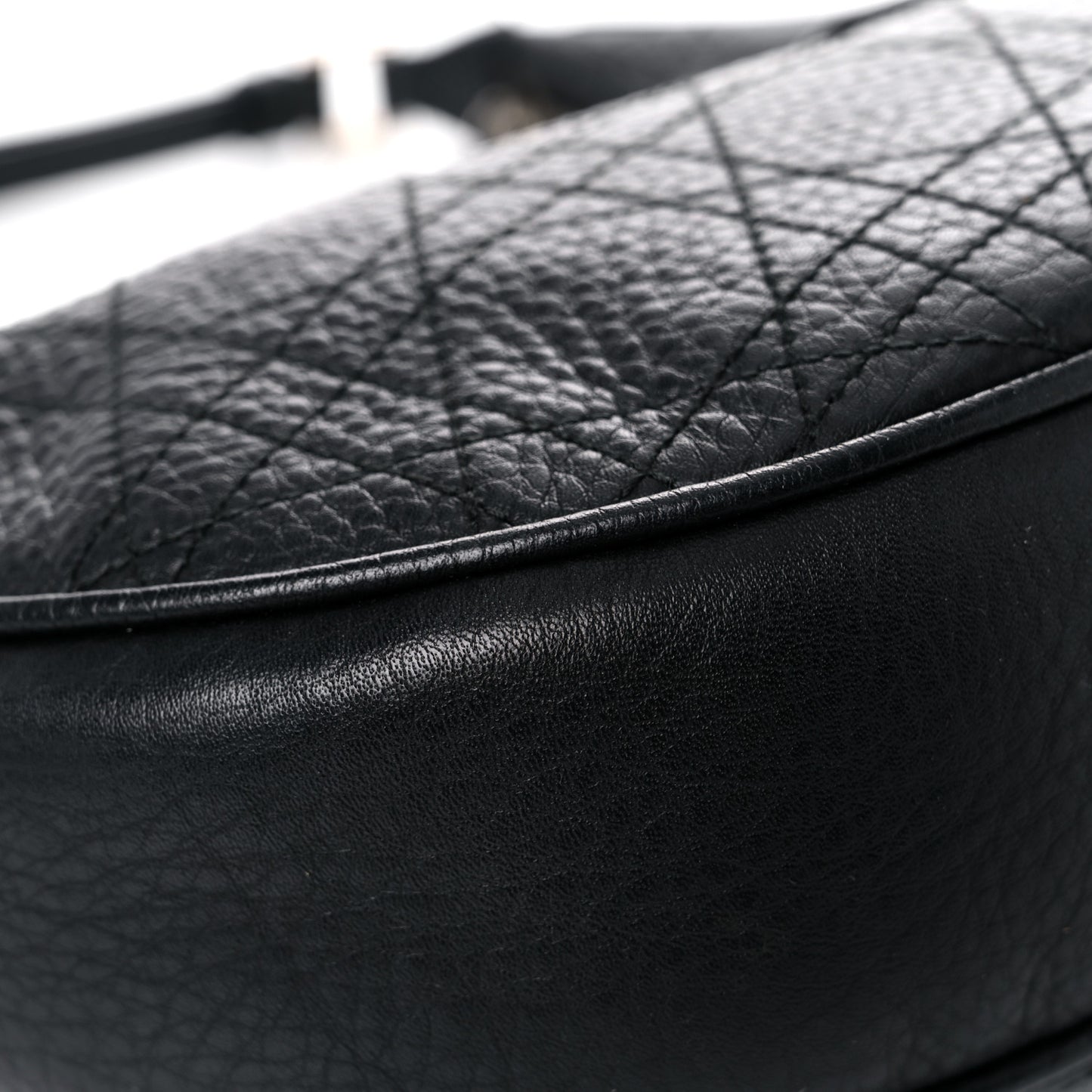 Grained Calfskin Cannage Hobo Black
