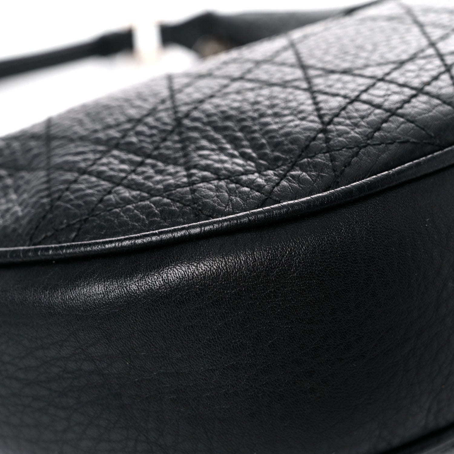Christian Dior Grained Calfskin Cannage Hobo Black 9 of 24