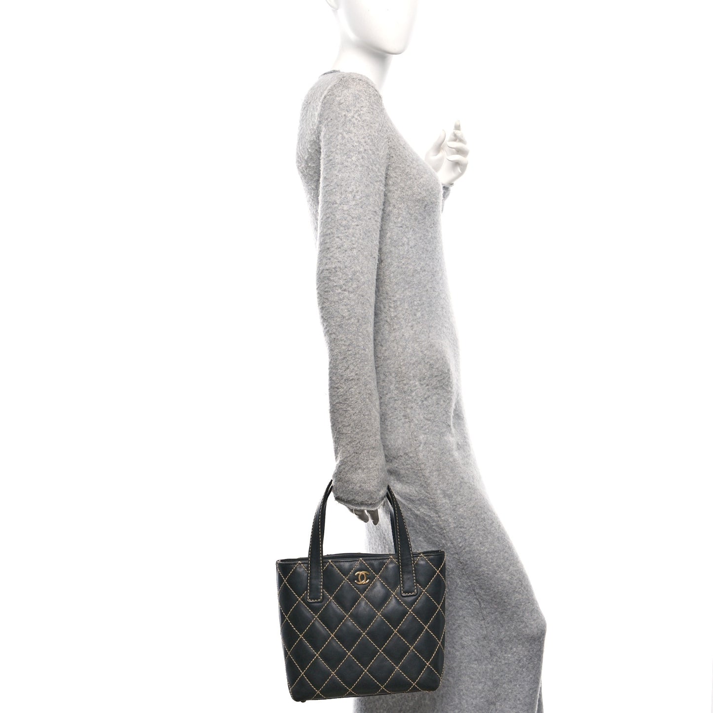 Calfskin Wild Stitch Tote Black