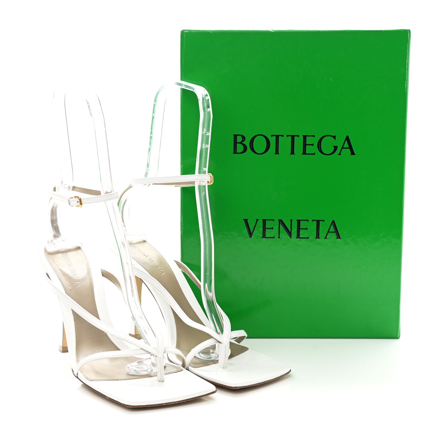 Lambskin Stretch Multi Strap 90mm Sandals 41 Optic White