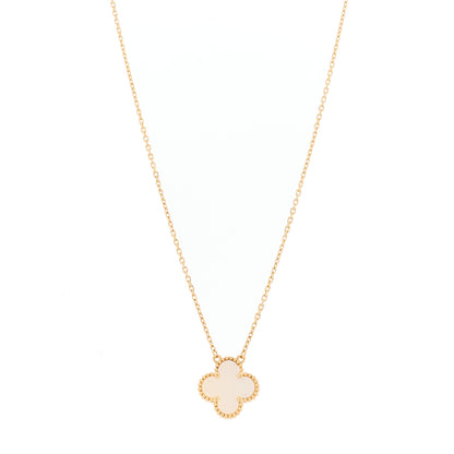 Van Cleef & Arpels 18K Yellow Gold Mother of Pearl Vintage Alhambra Pendant Necklace 1 of 6