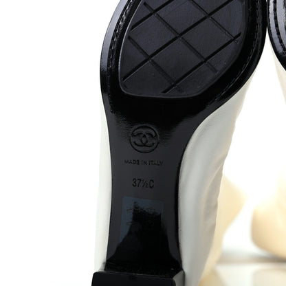 Chanel Lambskin Patent Cap Toe Over the Knee Boots 37 White 7 of 8