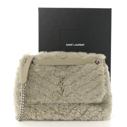 Saint Laurent Calfskin Shearling Monogram Medium Niki Chain Satchel Grey 11 of 11