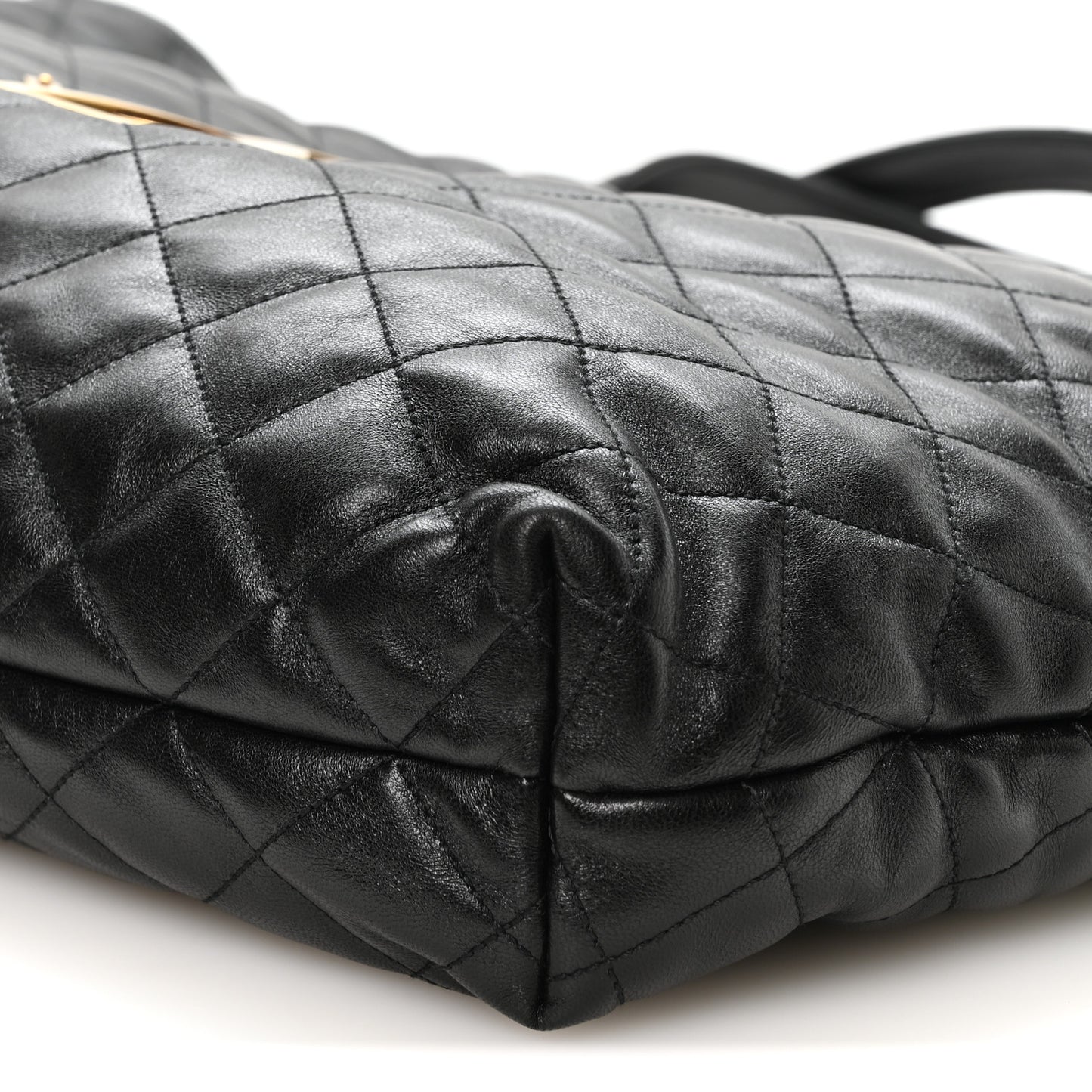 Lambskin Quilted Maxi Icare Shopping Tote Black