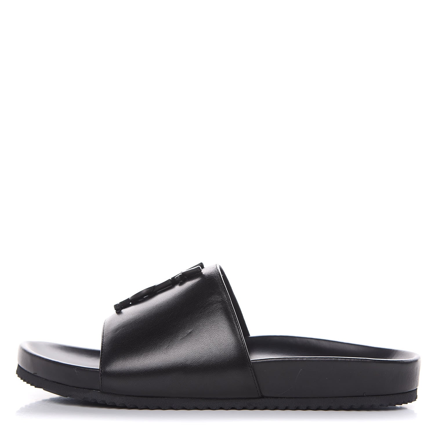 Saint Laurent Lambskin Joan Slide Sandals 37 Black 1 of 8
