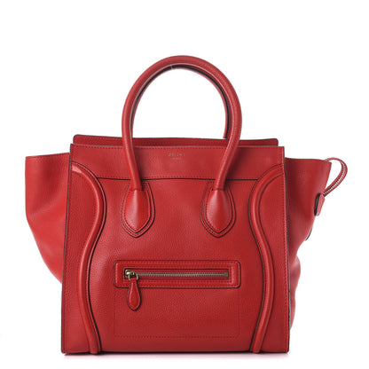 Celine Drummed Calfskin Mini Luggage Coquelicot 1 of 19