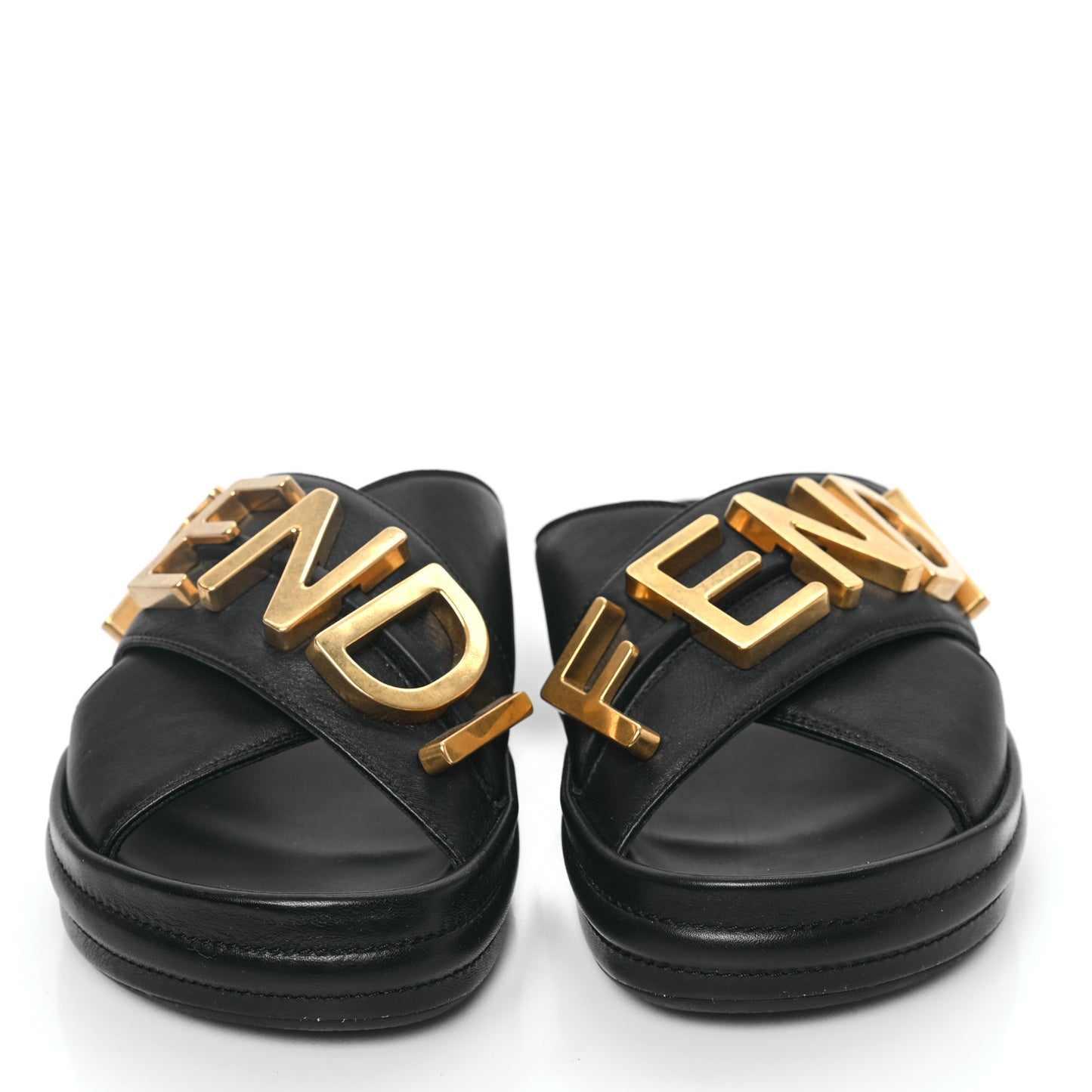 Vitello Womens Fendigraphy Slide Sandals 36 Black