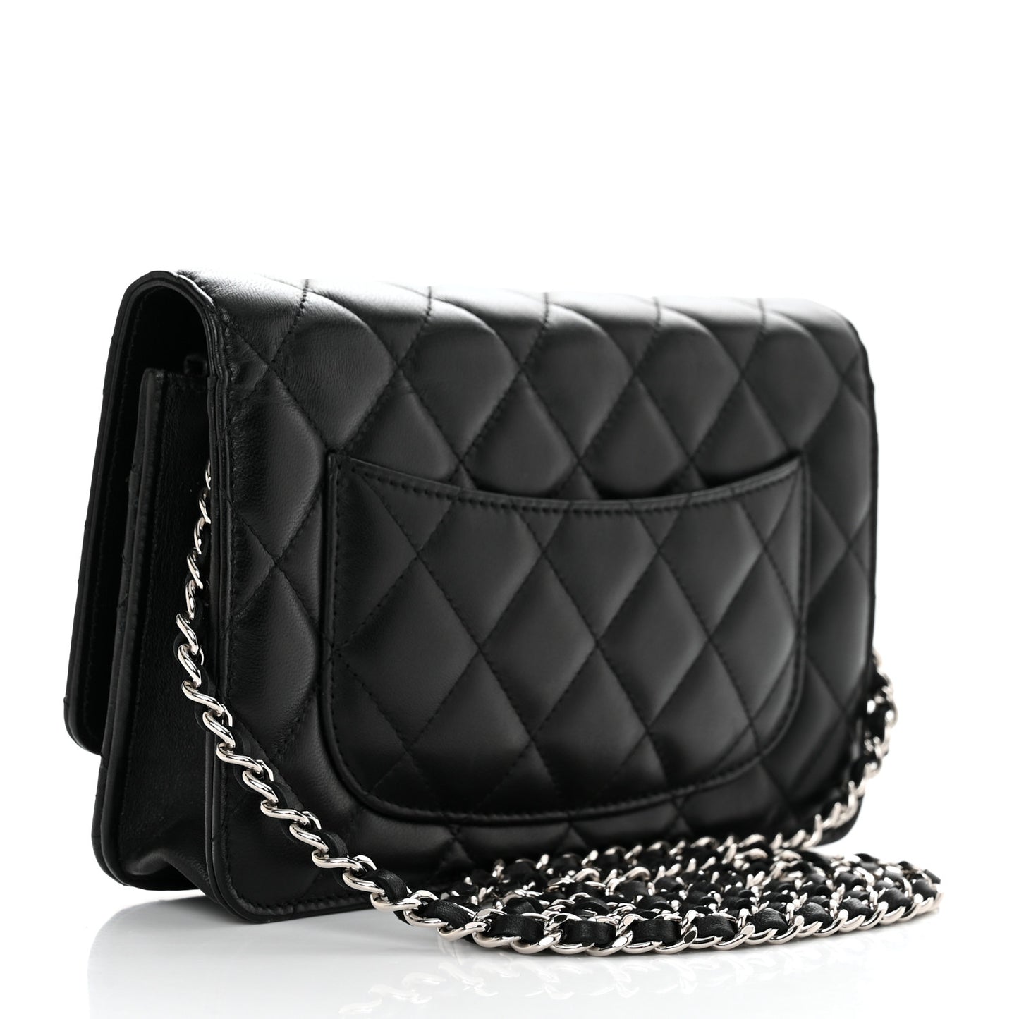 Lambskin Quilted Wallet On Chain WOC Black