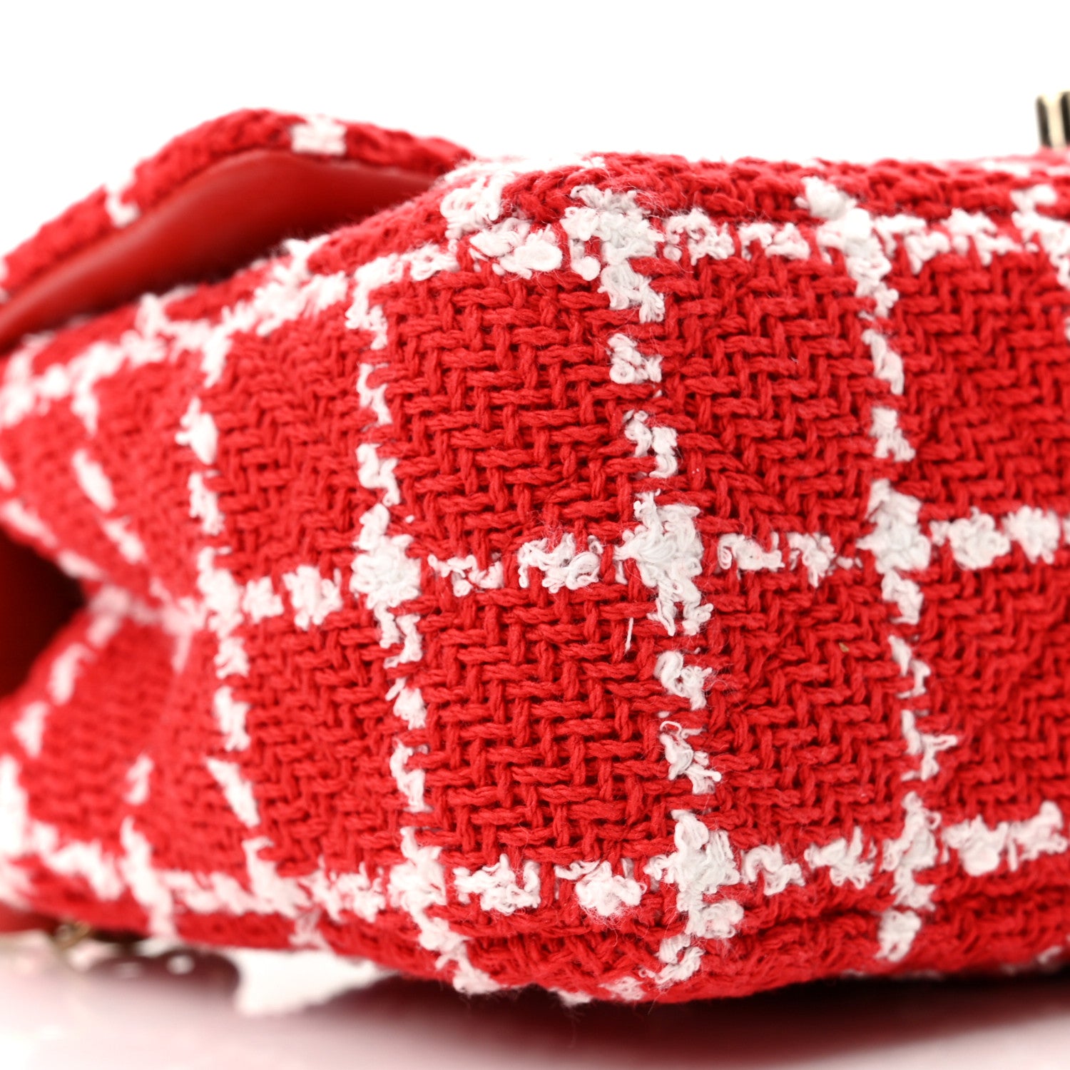 Chanel Tweed Quilted Mini Rectangular Flap White Red 9 of 11