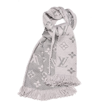 Louis Vuitton Wool Silk Logomania Scarf Pearl Grey 1 of 5