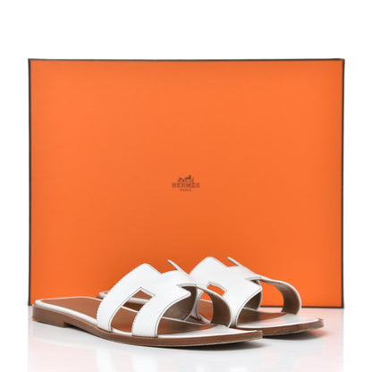 Hermes Box Calfskin Oran Sandals 36 White 20 of 20