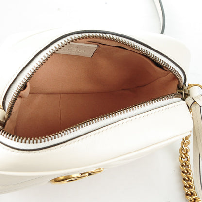 Gucci Calfskin Matelasse Mini GG Marmont Chain Shoulder Bag White 5 of 7