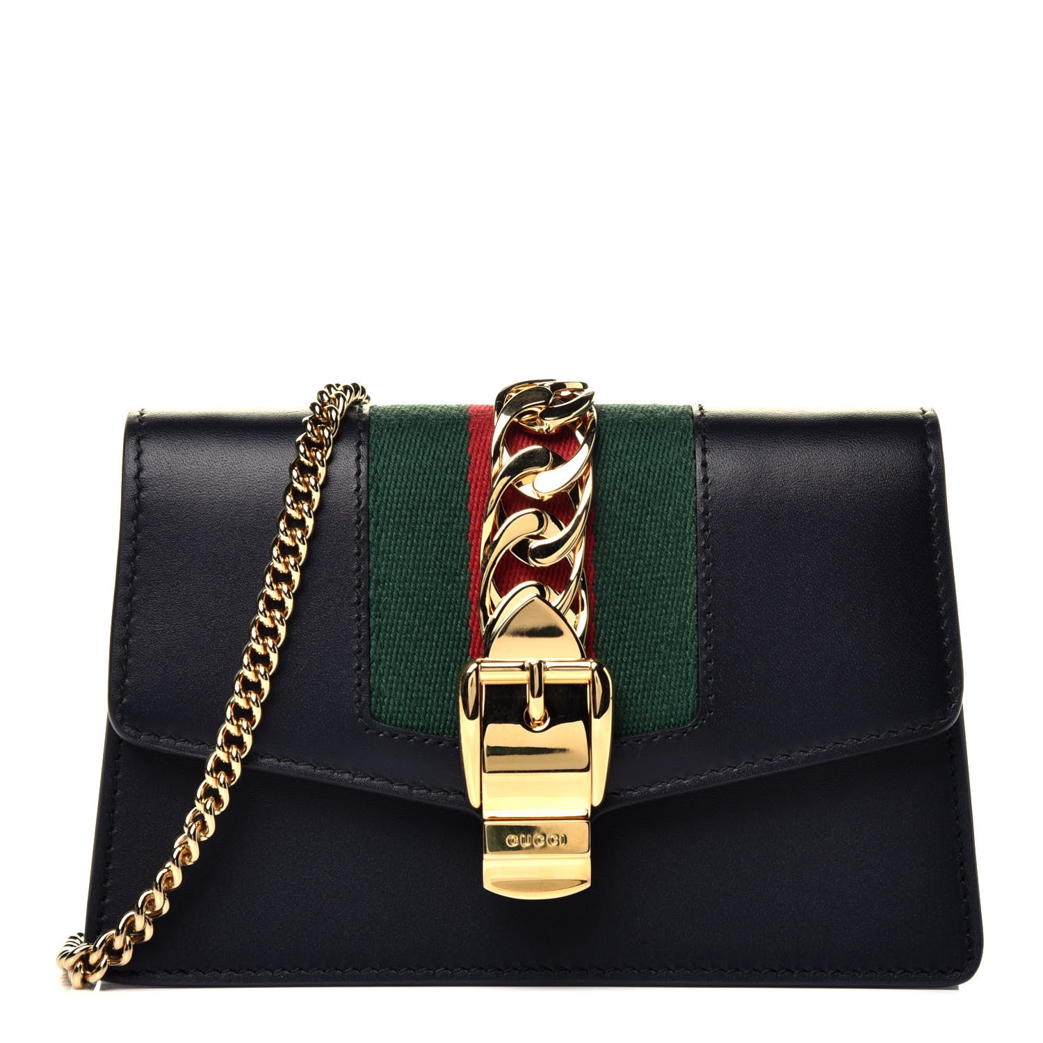 Gucci Calfskin Super Mini Sylvie Chain Shoulder Bag Black 1 of 9