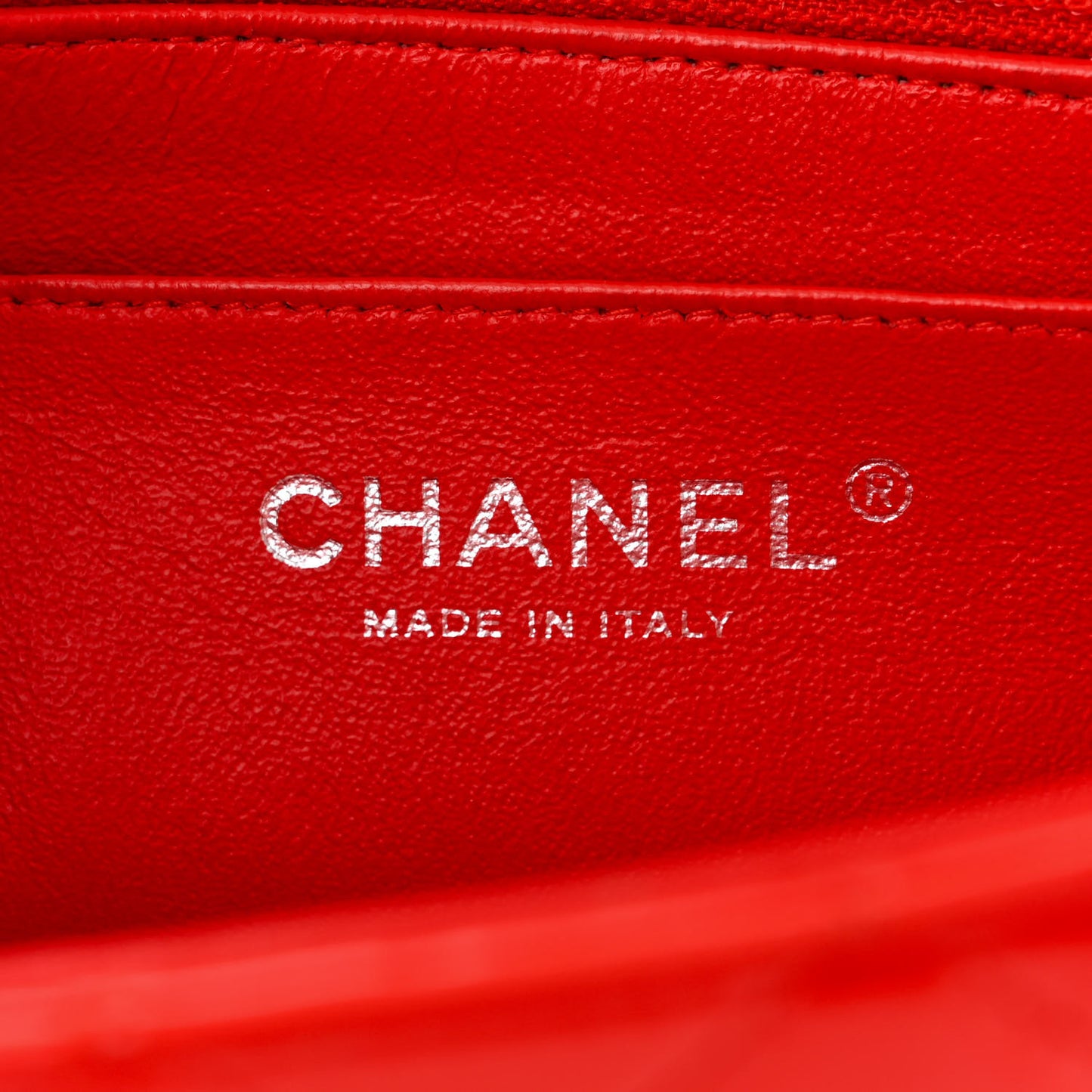 Patent Calfskin Quilted Mini Rectangular Flap Red