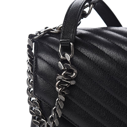 Saint Laurent Sheepskin Matelasse Chevron Monogram Large College Satchel Black 11 of 12