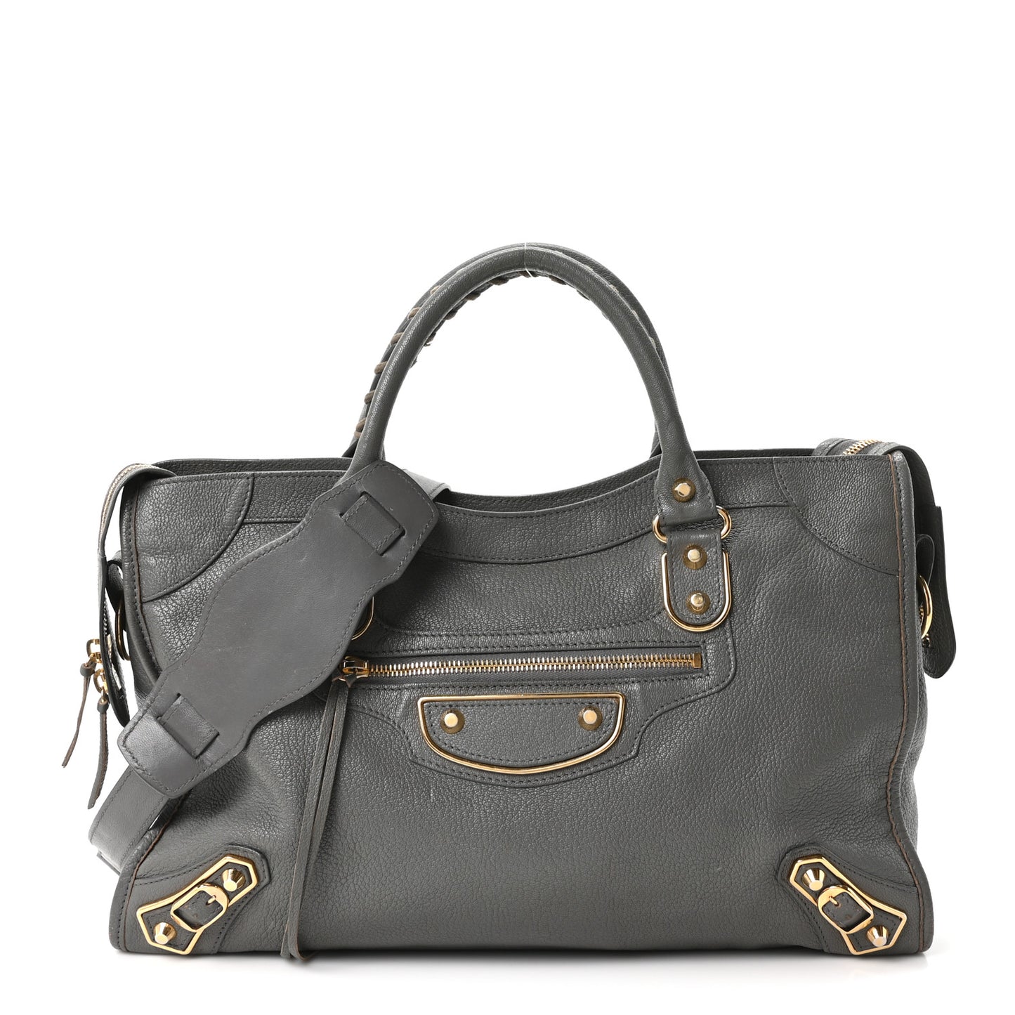 Chevre Gold Metallic Edge Hardware City Gris Acier