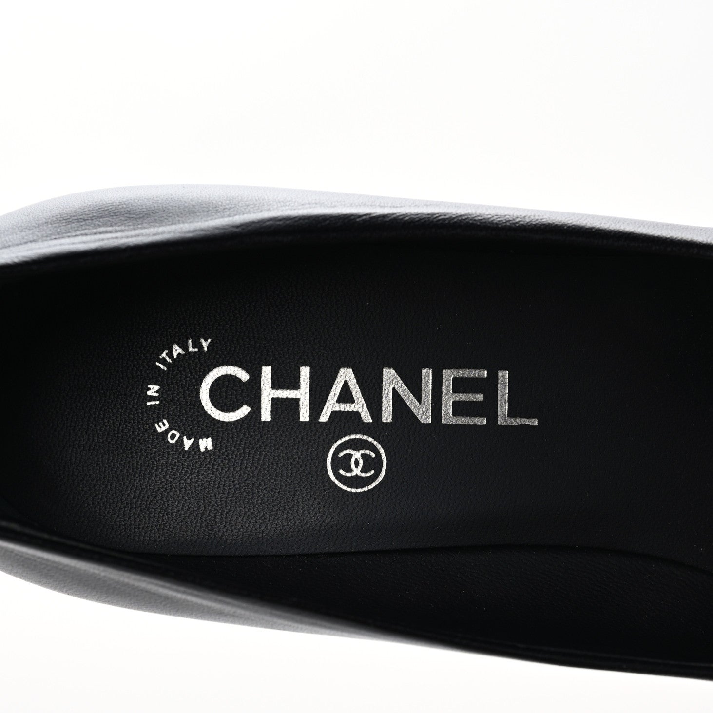 Chanel Calfskin Patent CC Cap Toe Platform Chain Pumps 38 Black 5 of 9