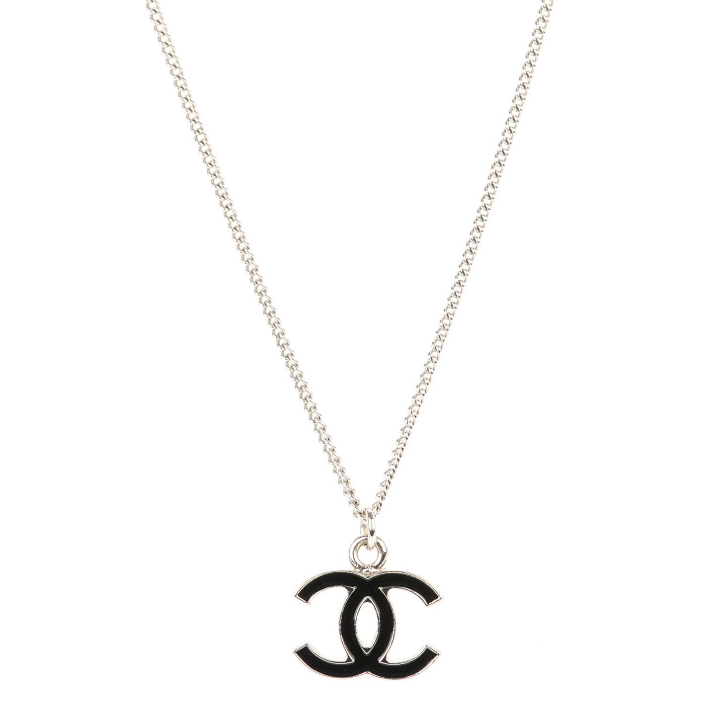 Enamel CC Necklace Black