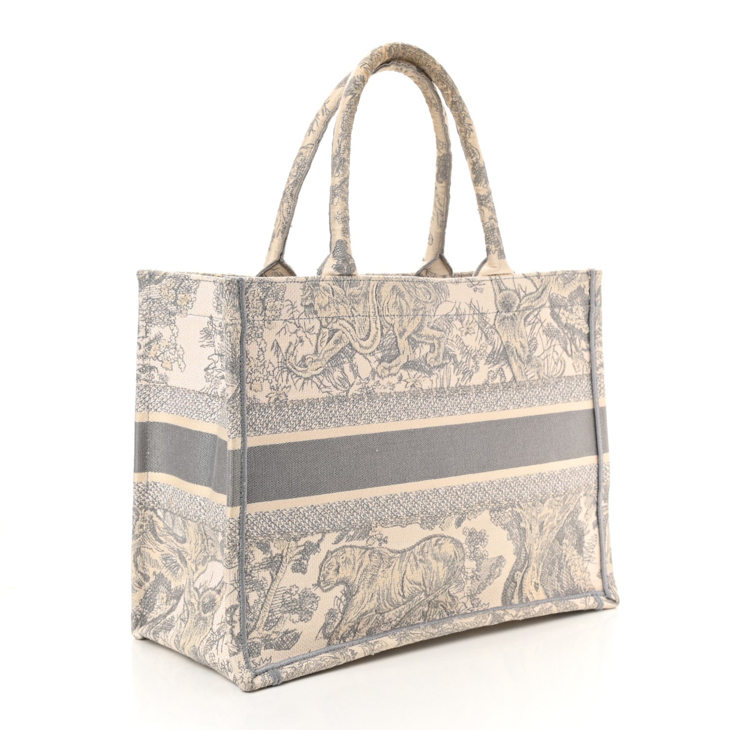 Canvas Embroidered Medium Dioriviera Toile De Jouy Book Tote Gray