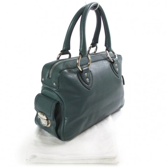 Leather Pocket Satchel Green