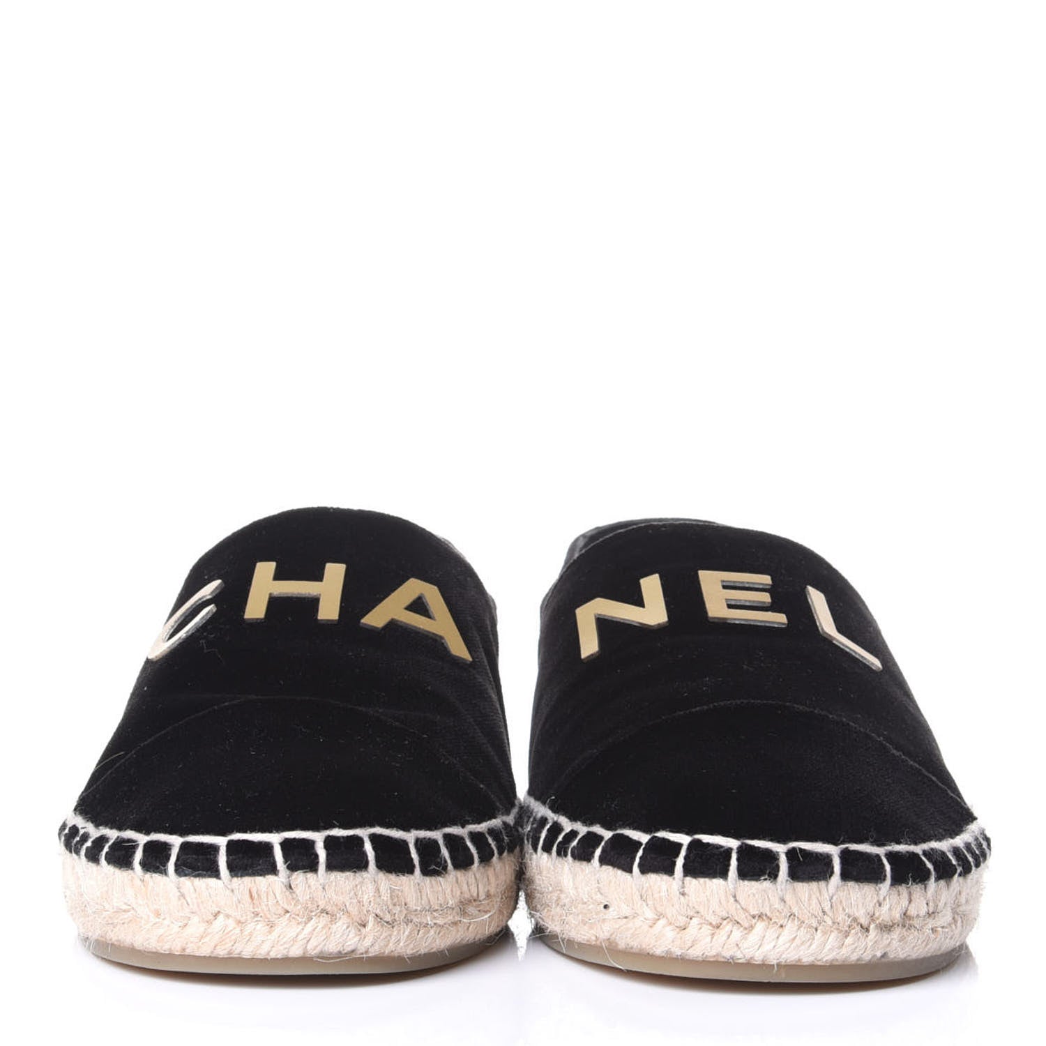 Chanel Velvet Logo Espadrilles 36 Black 2 of 10