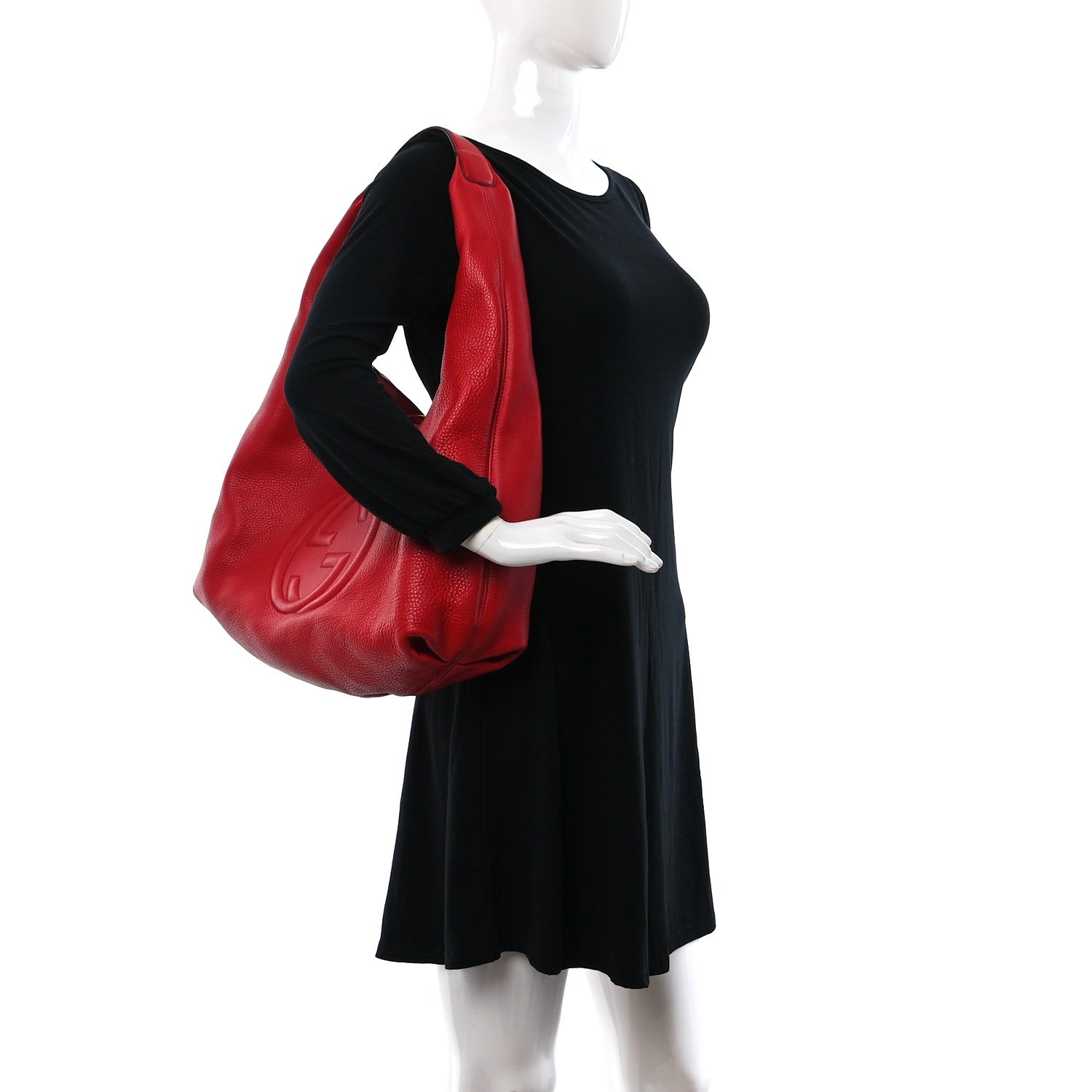 Gucci Pebbled Calfskin Large Soho Hobo Red 2 of 11