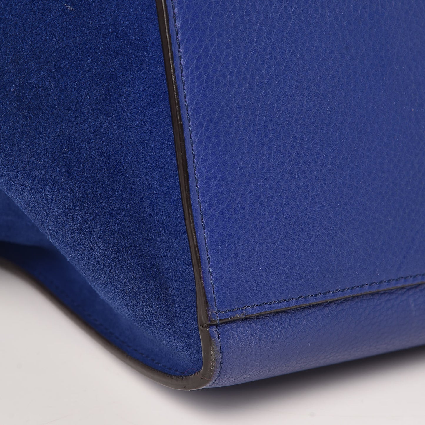 Drummed Calfskin Suede Medium Trapeze Indigo