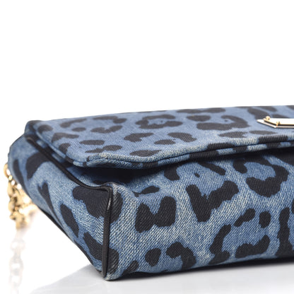 Dolce & Gabbana Denim Leopard Print Miss Martini Shoulder Bag Blue 8 of 14