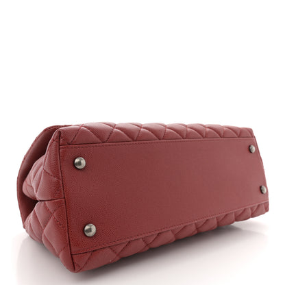 Chanel Caviar Quilted Small Coco Handle Flap Red 4 of 10