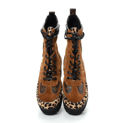 Louis Vuitton Suede Calfskin Monogram Laureate Platform Desert Boots 38.5 Cognac 5 of 10