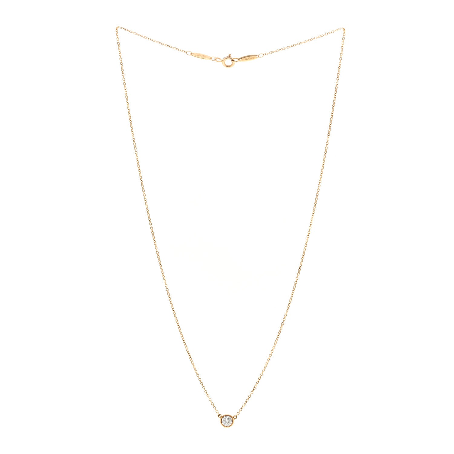 Tiffany 18K Yellow Gold Diamond .26ct Elsa Peretti Diamonds by the Yard Pendant Necklace 3 of 5