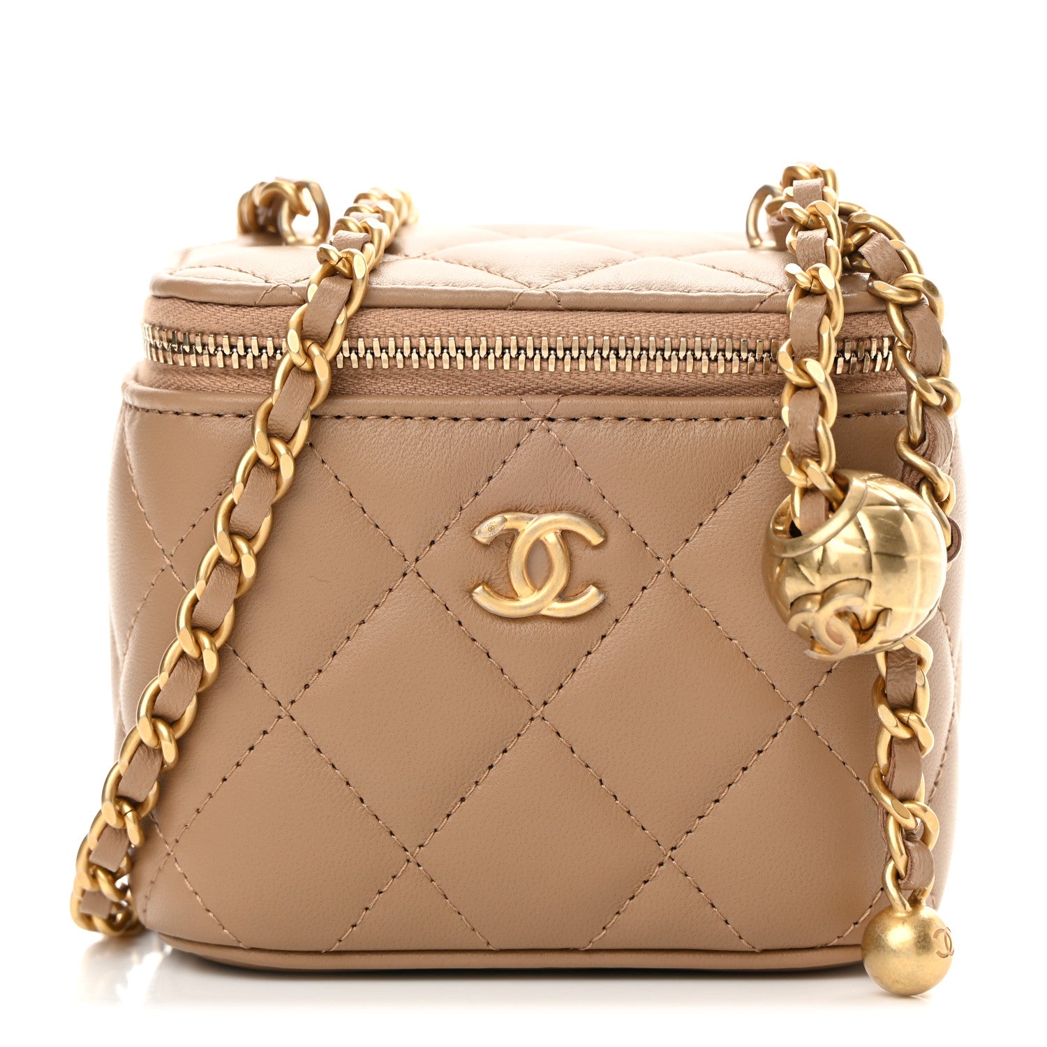 Chanel Lambskin Quilted Pearl Crush Mini Vanity Case With Chain Beige 1 of 11