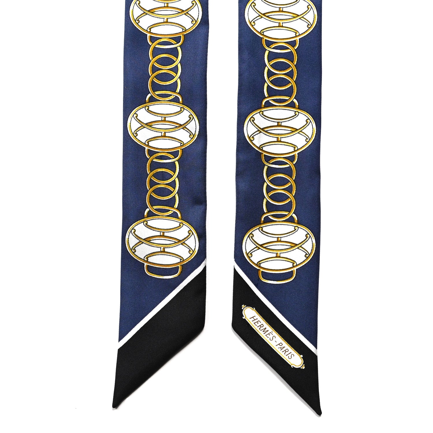 Hermes Silk Lift Profile Twilly Marine Black Gold 5 of 5
