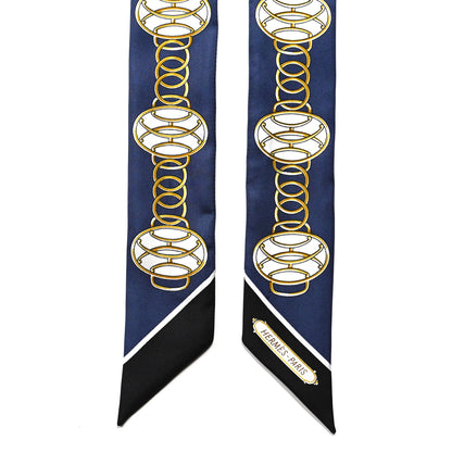 Hermes Silk Lift Profile Twilly Marine Black Gold 5 of 5