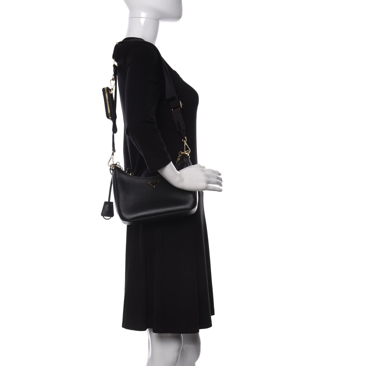 Prada Saffiano Lux Re-Edition 2005 Shoulder Bag Black 2 of 9