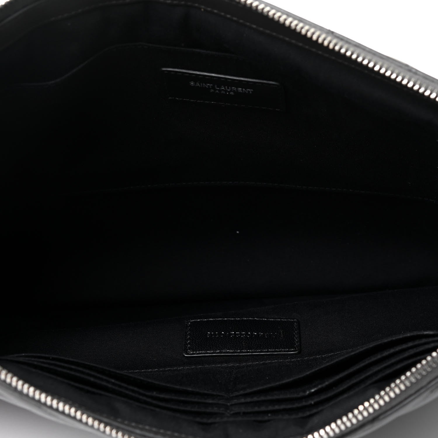 Saint Laurent Calfskin Matelasse Chevron Cassandre Monogram Document Holder Coal 5 of 10