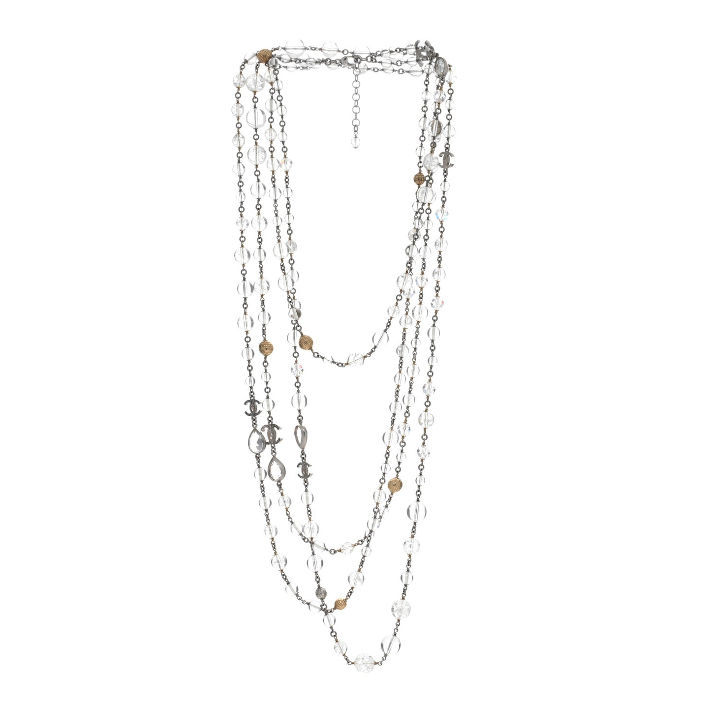 Gripoix Glass Bead CC Metiers d'Art Paris Salzburg Long Necklace Silver