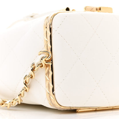 Chanel Metal Lambskin Quilted Small Chain Bucket Bag White 10 of 12
