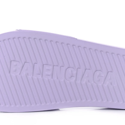 Balenciaga Rubber BB Womens Pool Slide Sandals 38 Lilac 7 of 9