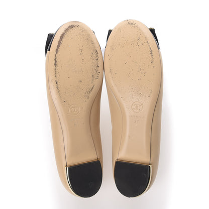 Chanel Lambskin Pearl Bow Ballerina Flats 37 Beige Black 8 of 14