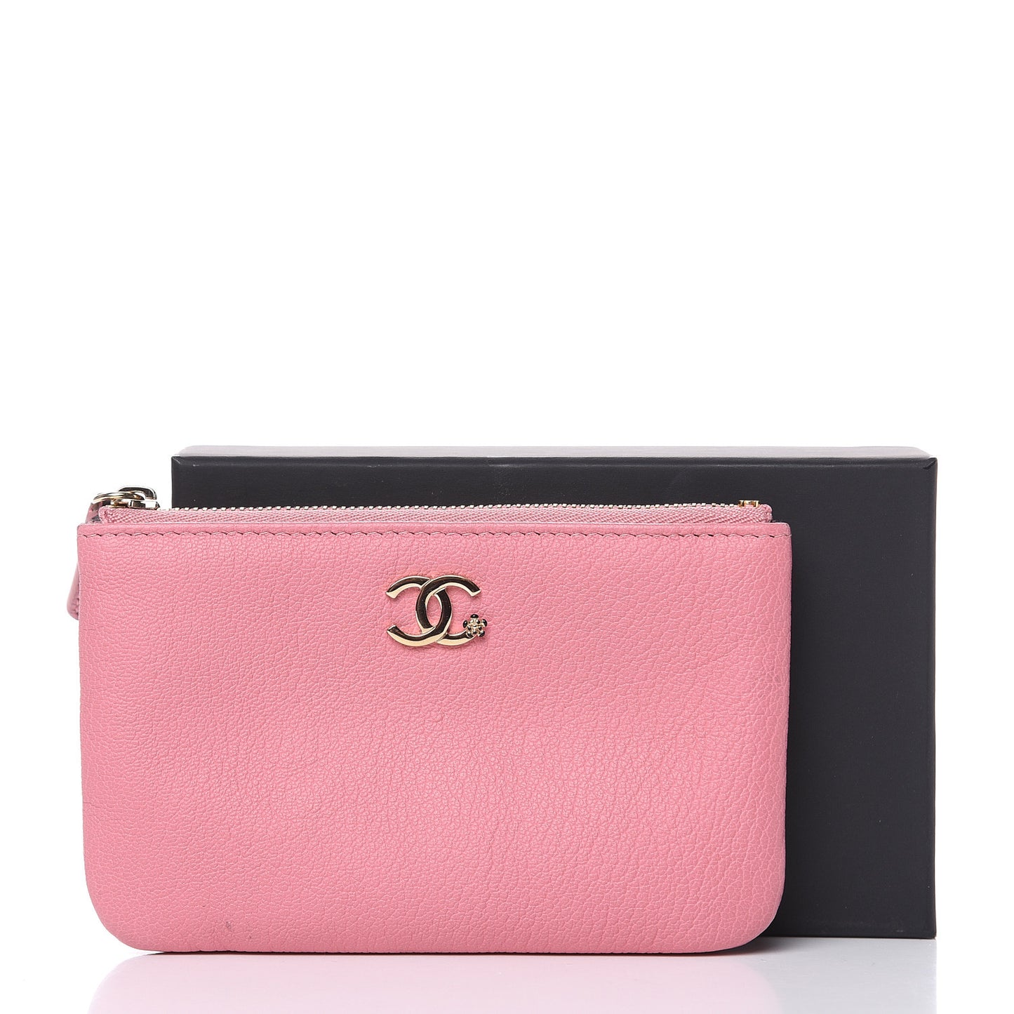 Goatskin Small CC Clover Cosmetic Case Pink