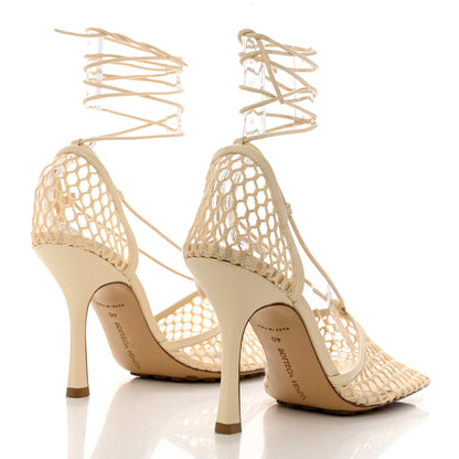 Bottega Veneta Mesh Nappa Stretch Ankle Tie Sandals 40 Ivory 4 of 10