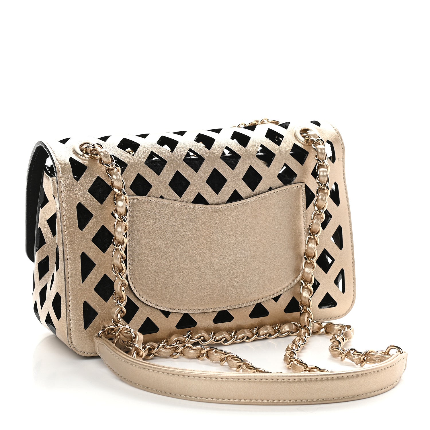 Chanel Metallic Lambskin Small Sea Through Flap Gold Black 4 of 11
