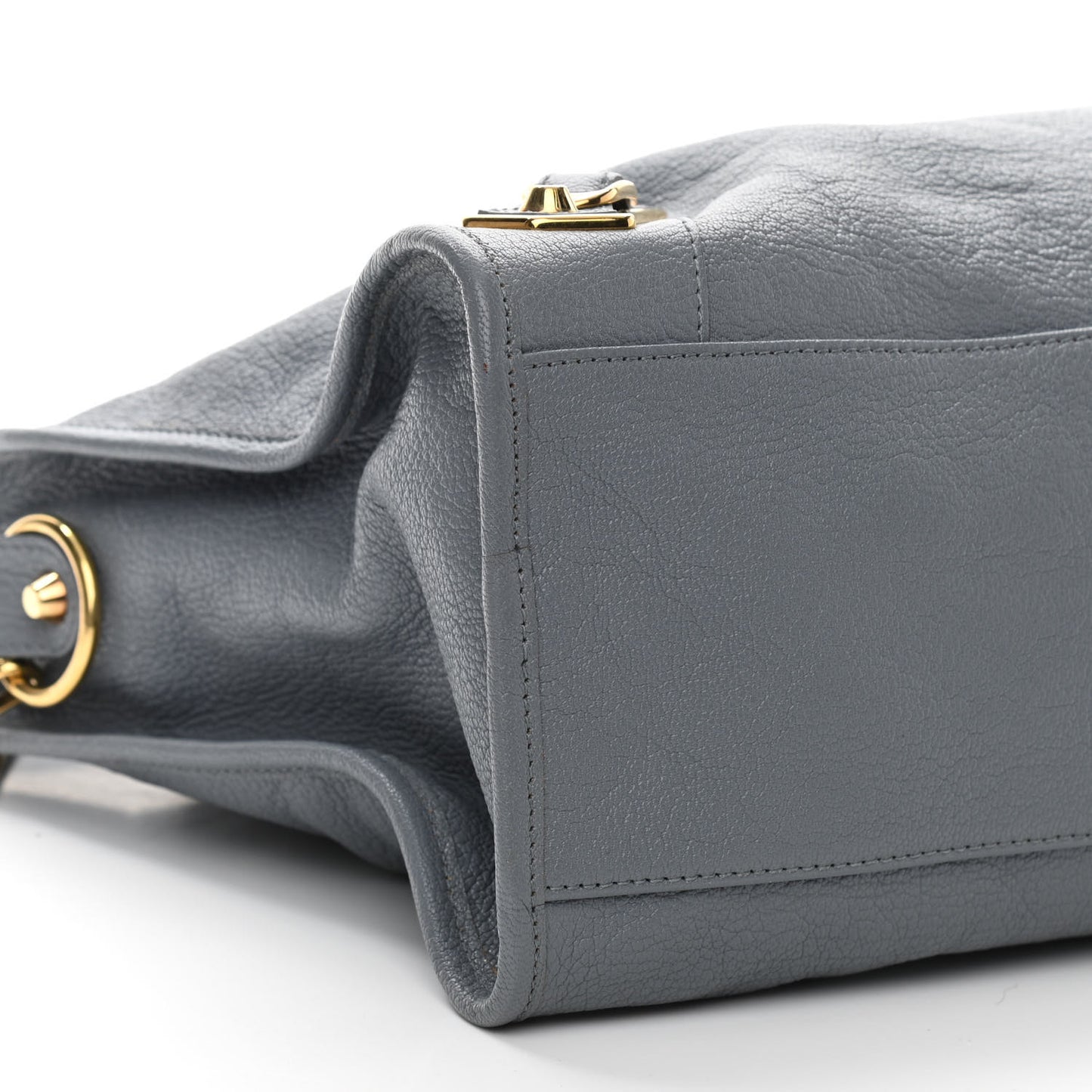 Chevre Gold Metallic Edge Hardware City Bleu Acier