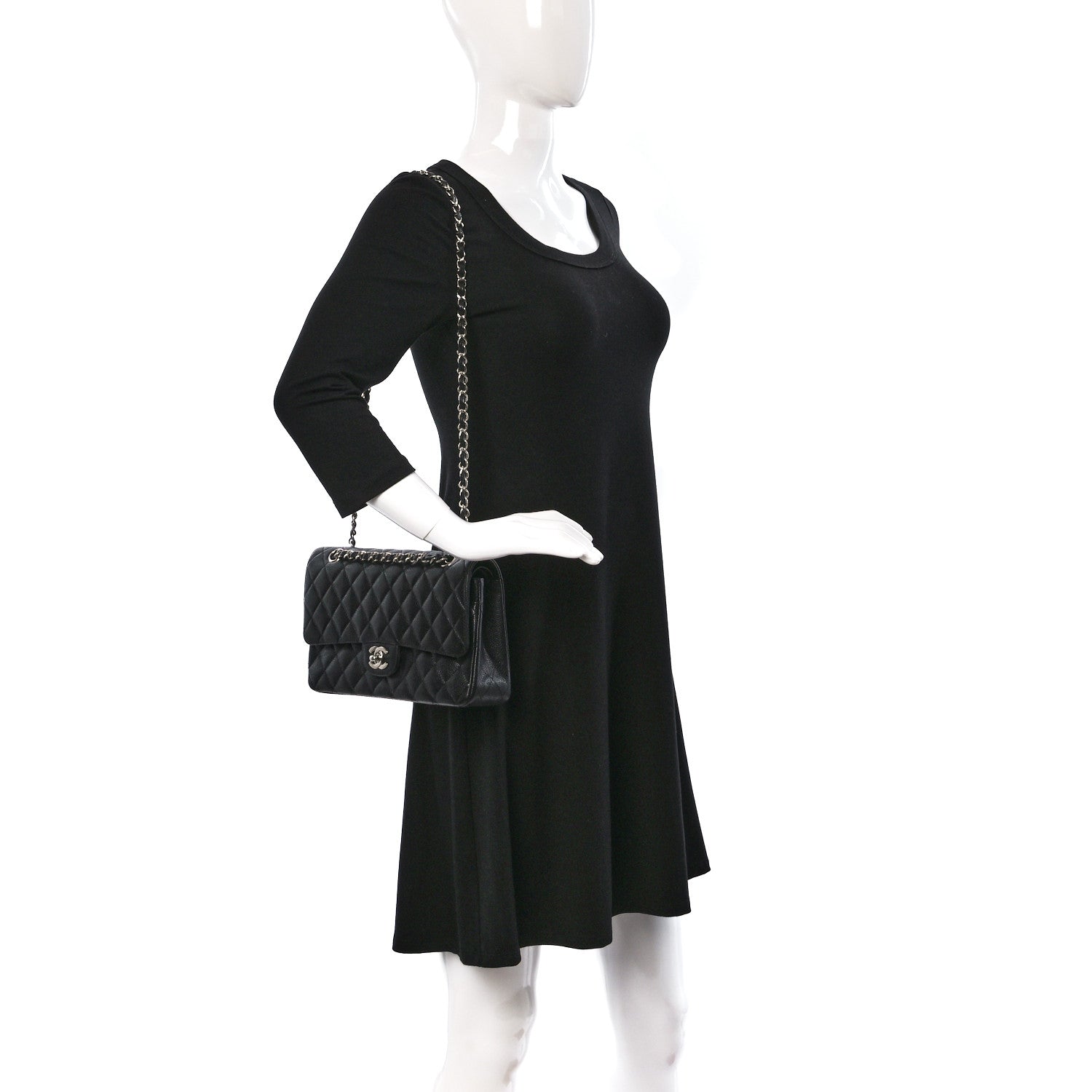 Chanel Caviar Quilted Medium Double Flap Black 2 of 9