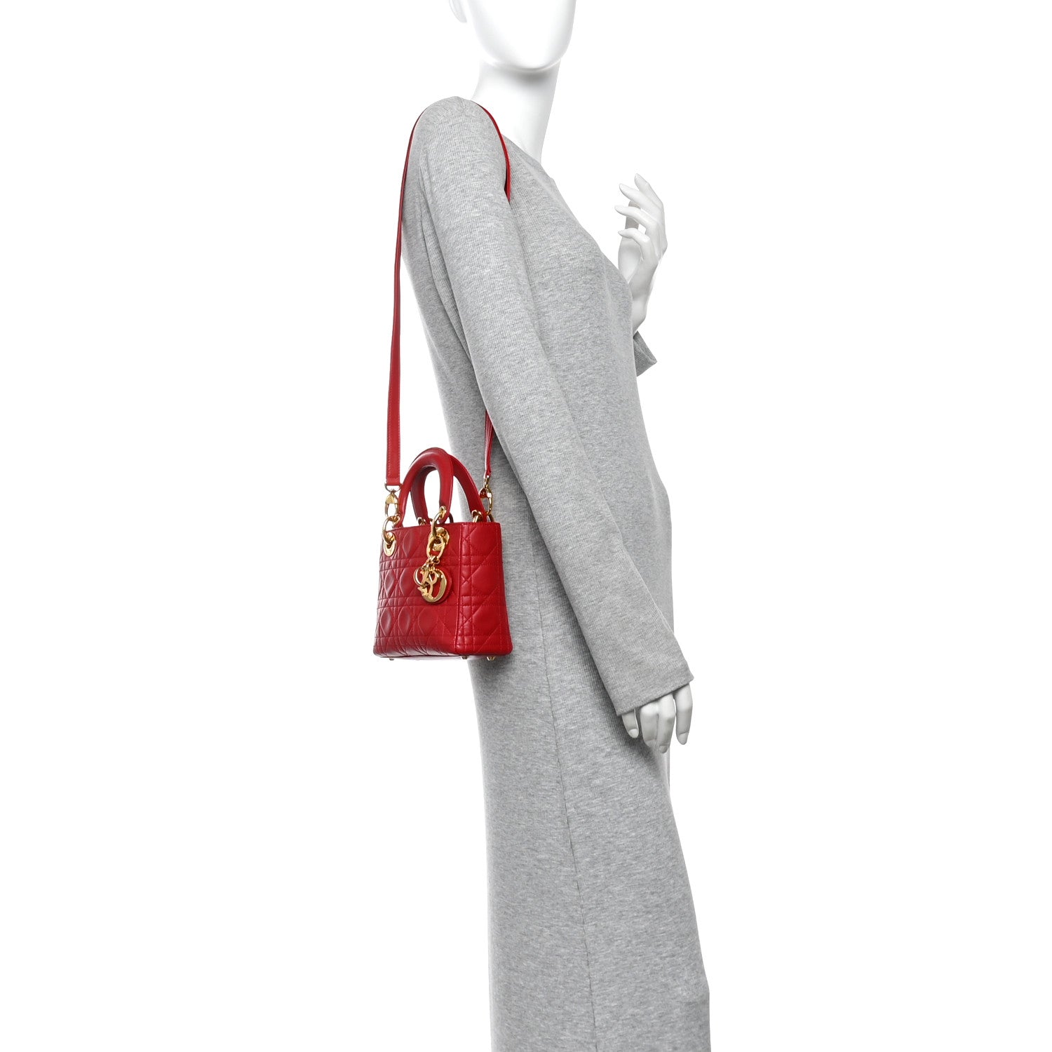 Christian Dior Lambskin Cannage Mini Lady Dior Red 2 of 10